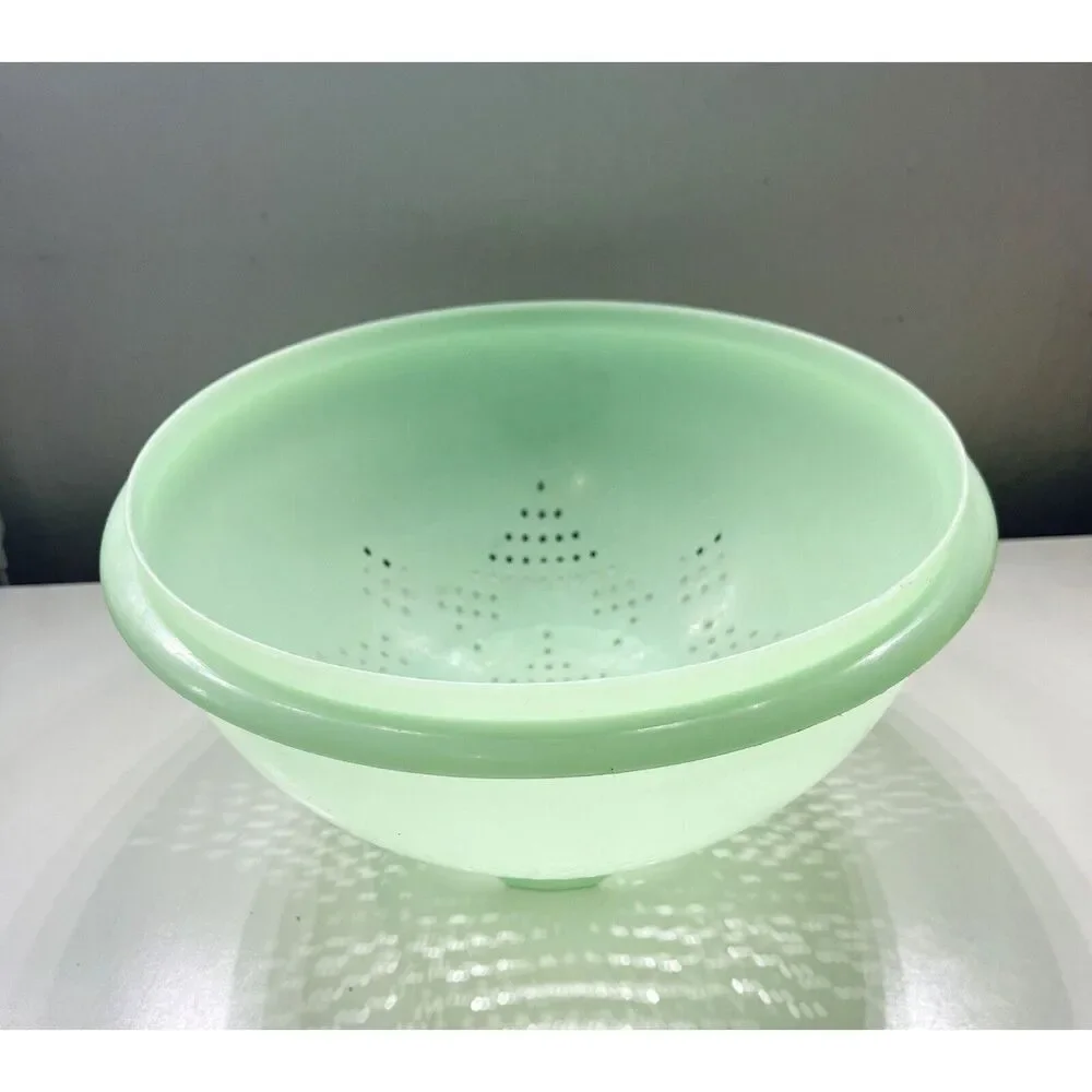 Vintage‎ Tupperware Jadeite Green Colander Strainer Bowl #339 Star Pattern 10